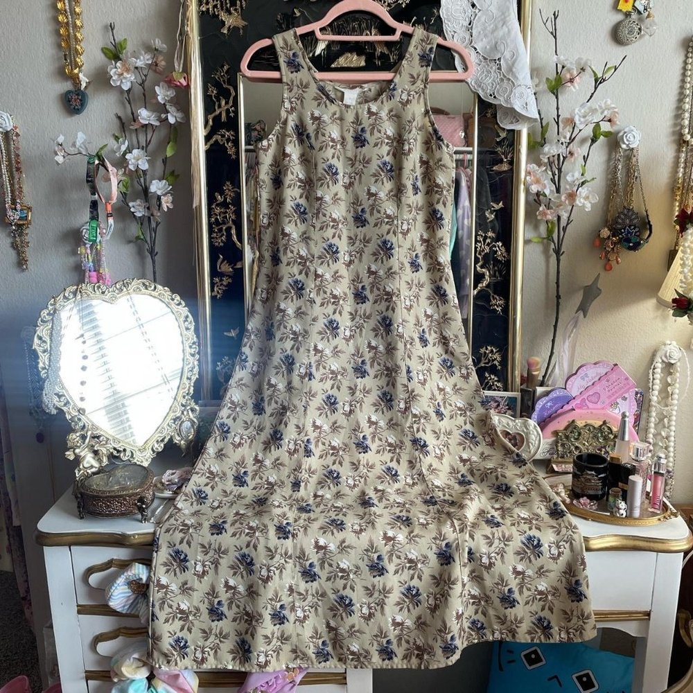RARE Vintage 90s Old Navy Clothing Co Floral Print Maxi Dress Size S